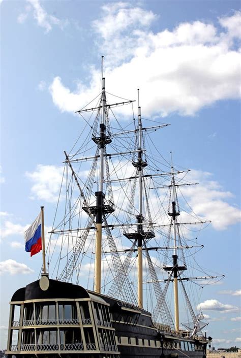 Sailing Russian ship stock photo. Image of ropes, flag - 35993298