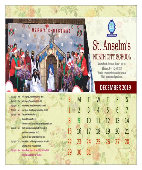 Saint Anselm Calendar