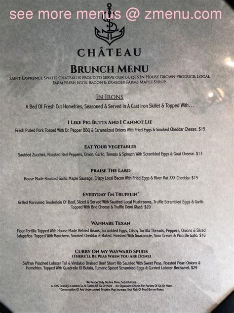 Saint lawrence spirits château menu. Saint Lawrence Spirits Chateau: Nice dinner - See 125 traveler reviews, 67 candid photos, and great deals for Clayton, NY, at Tripadvisor. Clayton. Clayton Tourism Clayton Hotels Clayton Bed and Breakfast Clayton Vacation Rentals Clayton Vacation Packages Flights to Clayton Saint Lawrence Spirits Chateau; Things to Do in Clayton … 