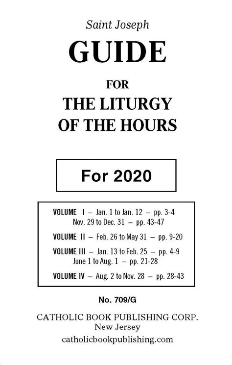 Download Saint Joseph Guide For Liturgy Of The Hours 2020 By Catholic Book Publishing