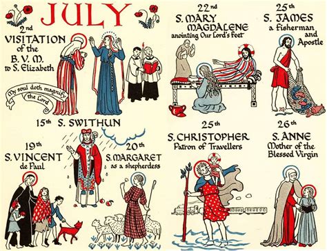 Saints of July - List of Saint Feast Days for the Month of July