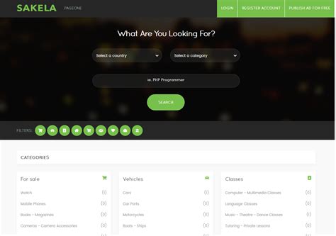 Sakela osclass theme.  We design and develop beautiful osclass themes. org on the ...