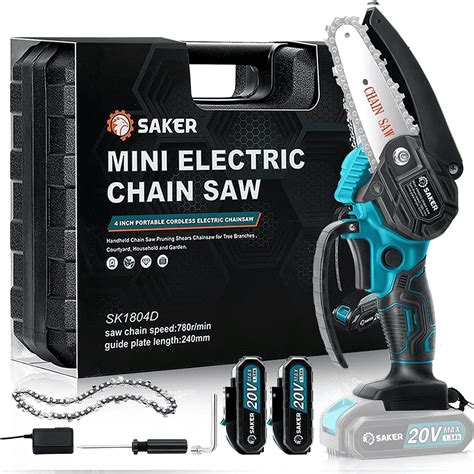 🔺【2 X 24V LARGE CAPACITIY BATTERY】Gardtech cordless mini chainsaw comes with 2 x 24V 2000mAh rechargeable lithium batteries. Support up to 2+ hours of running time. ... Saker Mini Chainsaw,6 Inch Portable Electric Chainsaw Cordless, Small Handheld Chain saw for Tree Branches,Courtyard, Household and Garden,By 2PCS 20V 1500mAh …. 