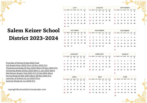 Salem Keizer School District Calendar 20232024 Academic Session