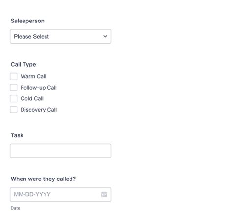 Sales Call Log Form Template JotForm