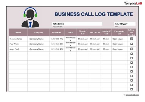 Sales Call Tracking Template