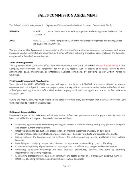 Sales Commission Agreement Doc Commission Agreement Form Template Contractstore Fill in the