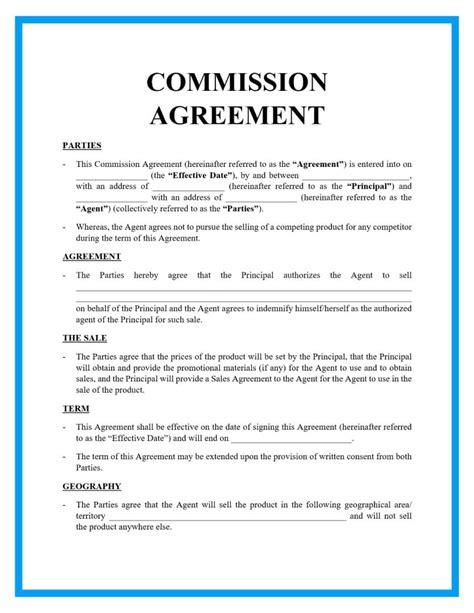 Sales Commission Agreement Example