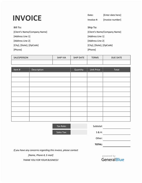 Sales Invoice Template In Excel Colorful