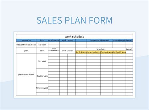 Sales Plan Form Excel Template And Google Sheets File For Free Download