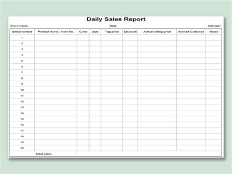 Sales Report Template Exce