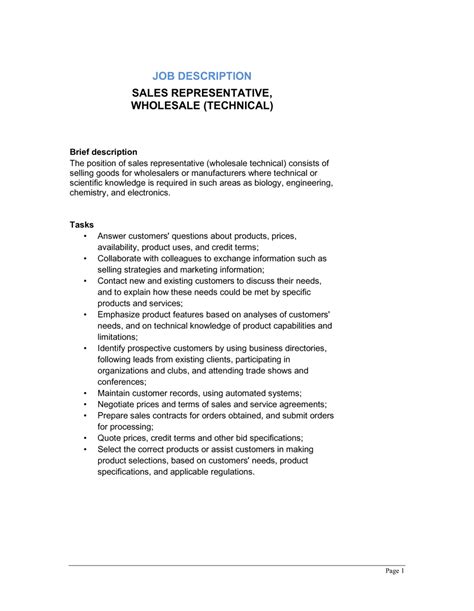 Sales Representative Job Description Sample Monster.com