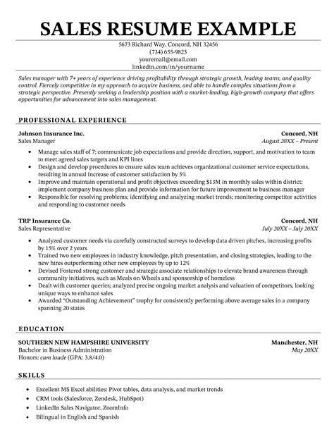Sales Resume Example Writing Guide For 2021