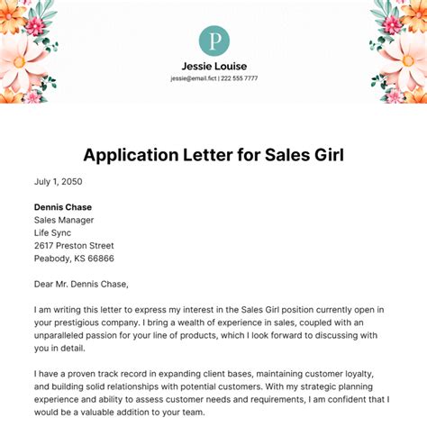 Sales girl application letter sample with no experience.  Writing a sales lad...