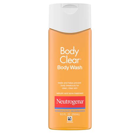 Salicylic acid body wash. Treat and help clear up body breakouts as you cleanse with Neutrogena® Body Clear® Body Wash with 2% Salicylic Acid. Designed for acne-prone skin, this ... 