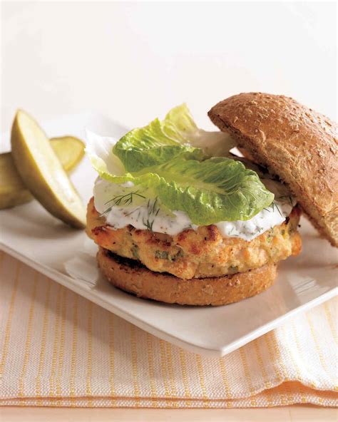 Salmon Burgers with Yogurt-Dill Sauce Recipe Martha Stewart