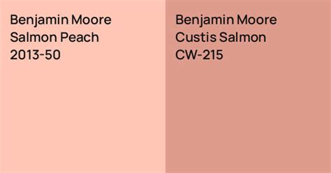 Salmon color vs peach.  Benjamin Moore Custis Salmon vs.  Color One Fi...