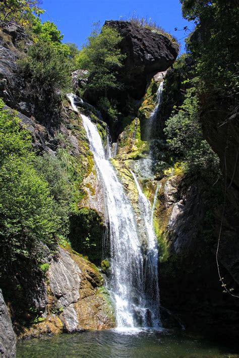 Salmon creek falls. California, USA. Los Padres National Forest, Silver Peak Wilderness. Summary: The Salmon Creek Falls drop 36m into a shallow pool. The falls are reached by an official … 