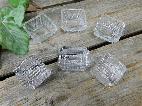 Salt Cellars Lot Of 6 Antique Crystal Glass With 6 Glass Spoons