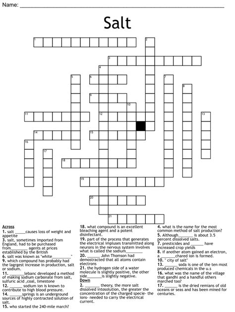 Salt flat once crossword. Oct 28, 2023 · Salt Say Crossword Clue. Salt Say. Crossword Clue. The crossword clue Salt, say with 6 letters was last seen on the October 28, 2023. We found 20 possible solutions for this clue. We think the likely answer to this clue is SEASON. You can easily improve your search by specifying the number of letters in the answer. 