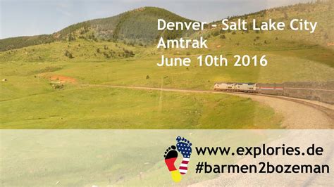Salt lake to denver. Trains from Denver, CO to Salt Lake City, UT cover the 370 miles (596 km) long journey taking on average 15 h with our travel partners like Amtrak. Normally, there is 1 train operating per day. You can get the cheapest train tickets for this journey for as low as $58 (€51), but the average price of train tickets is $104 (€92). 
