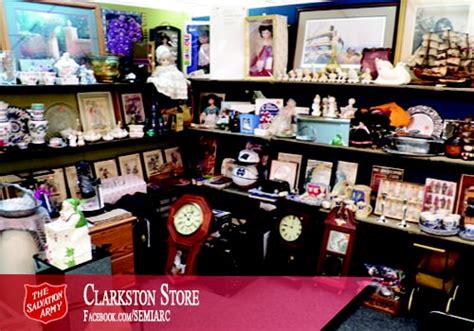 Find the location, hours, phone number and products of Salvation Army in Clarkston, MI. This store is a donation center and thrift store that offers various services and brands.. 