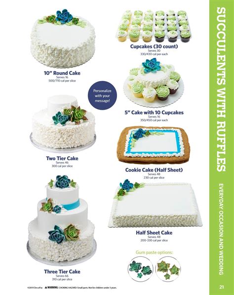 Nov 11, 2017 · SAM’S CLUB CAKE OPTIONS. SIZES. 10″ round cake (serves 12-16, 500-710 calories per slice) 1/2 sheet cake (serves 36-48, 200-330 calories per slice) full sheet cake (serves 72-96, 210-320 calories per slice) cupcakes (30 count, 330-430 calories each) cookie cake (serves 36-48, 230 calories per slice) . 