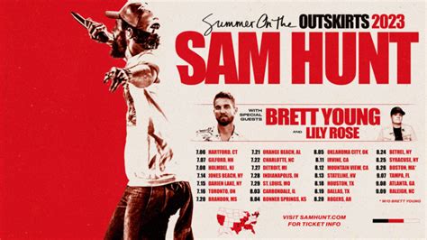 Sam hunt outskirts tour 2023 setlist. 2024 Outskirts Tour Dates. February 22 – Grand Rapids, MI @ Van Andel Arena. February 23 – Louisville, KY @ KFC Yum! Center. February 24 – Rosemont, IL @ Allstate Arena. March 1 ... 