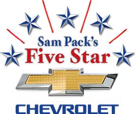 Sam pack 5 star chevrolet. Review fromChuck N. 5 stars. 04/03/2023. I was looking for a used car they had in inventory. It was very smooth and great communication, as good as I've experienced over many years. This used ... 