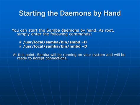 Samba ad daemon.  Daemon Overview Samba is comprised of three daemons (smbd, nmb...