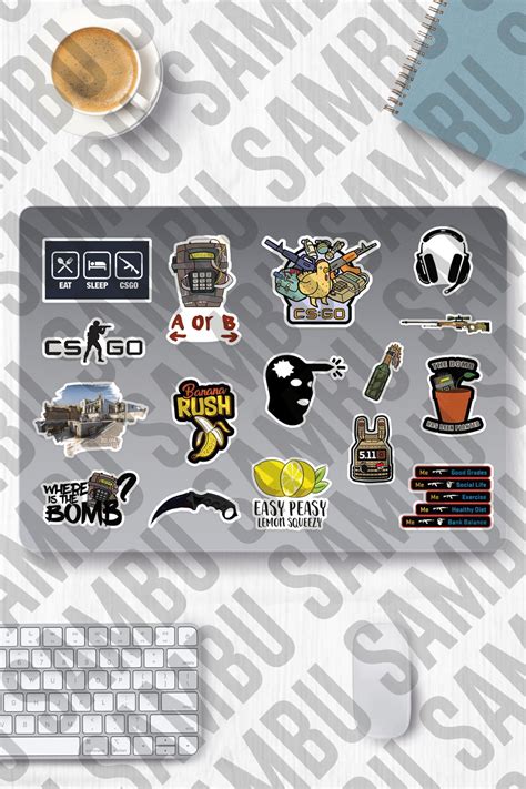 Sambu Counter Strike Global Offensive Temalı Sticker Etiket Seti -CS-GO. 