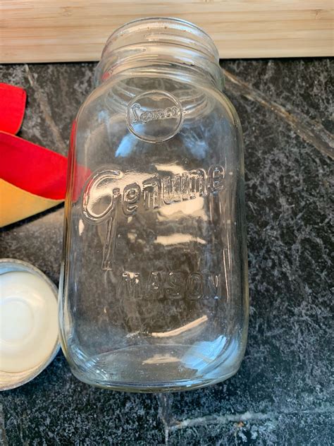 One Vintage Samco Genuine Mason Pint Sized Clear Jar with Original
