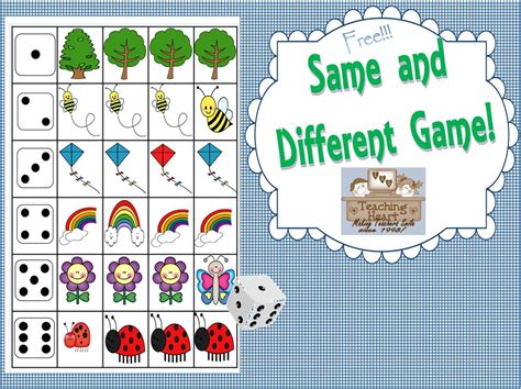 Same and Different Dice Game Free! Teaching Heart Blog