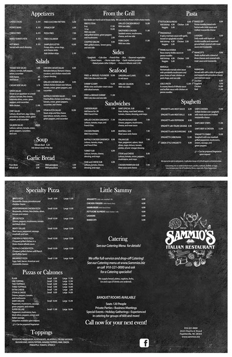 Sammios - Serves authentic Italian and Greek specialties from family recipes. Italian specialties include spaghetti, lasagna as well as gourmet pizzas. Daily specials are offered to include baked penne, manicotti, and baked ziti. The most popular dish is their chicken Alfredo with penne noodles. 