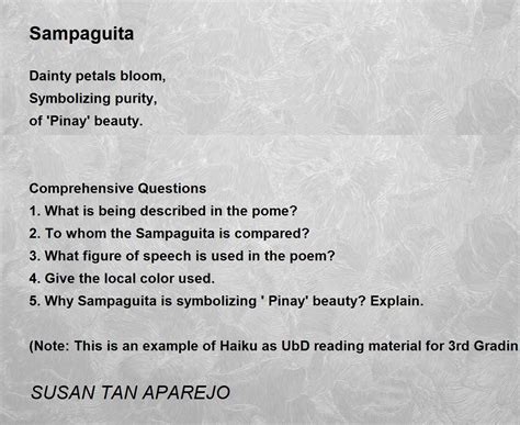 Sampaguita Poems Examples of Poems about Sampaguita