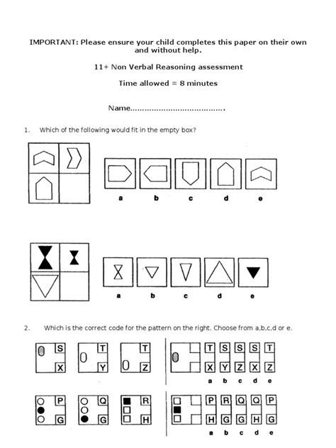 Sample 11+ Assessment Test — Non-Verbal Reasoning - 11 …