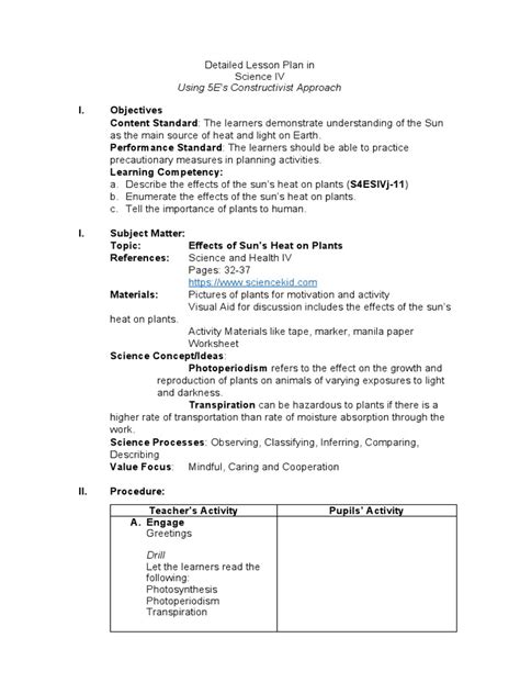 Sample 5e lesson plan math pdf grade 4.  Approach: Constructivist (5E M...