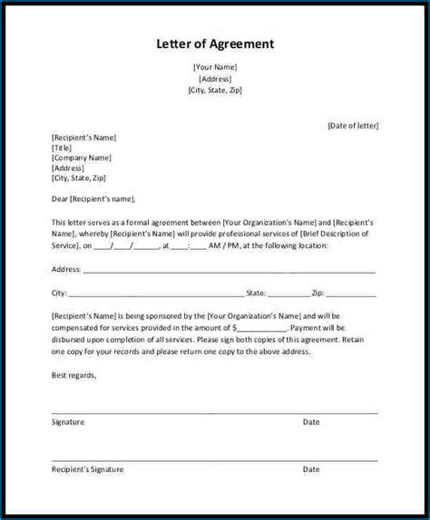 Sample Agreement Letter Between Two Parties Doc