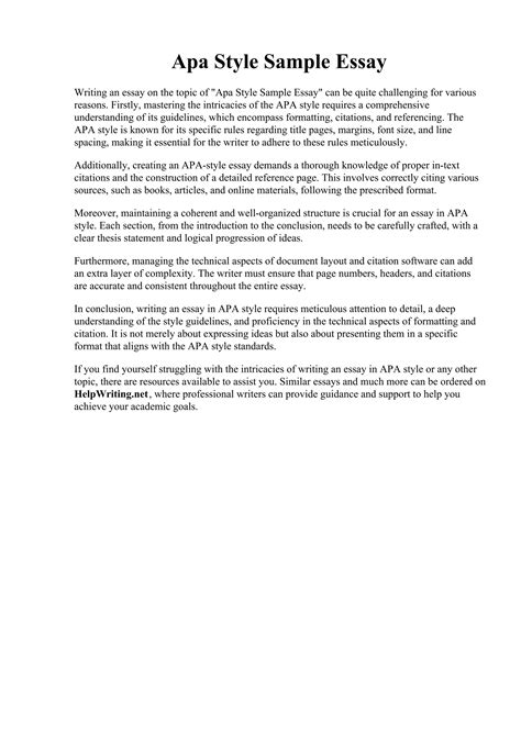 Sample Apa Essay Paper APA Format Examples