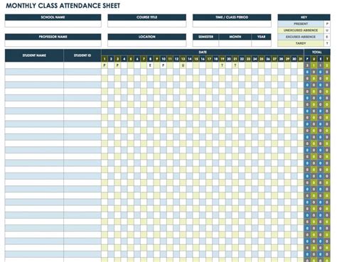 Sample Attendance Sheet For Students Excel Templates