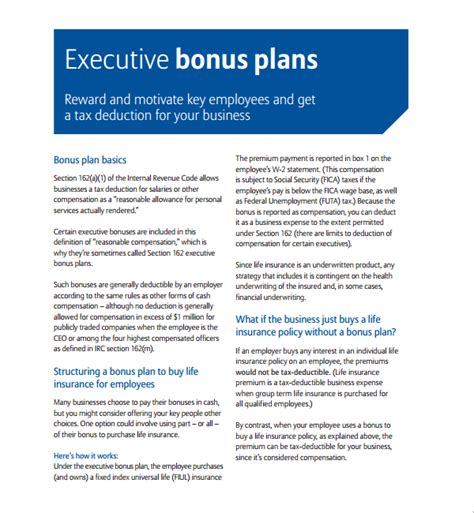 Sample Bonus Plan Template 7+ Free Documents in PDF
