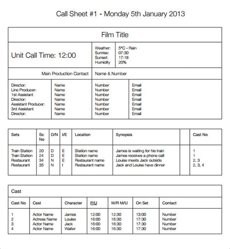 Sample Call Sheet Classles Democracy