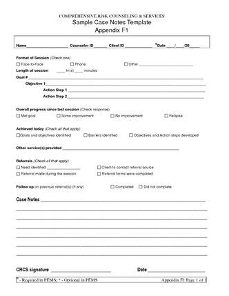 Sample Case Notes Template Appendix F1 Share Pdf Social Work Case Management Notes Template