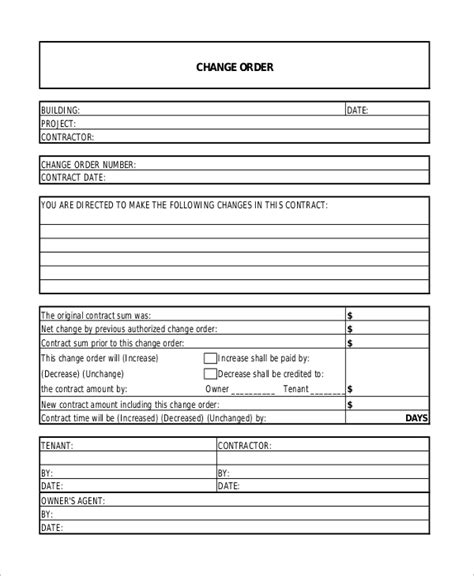 Sample Change Order Form 10+ Examples in Word, PDF