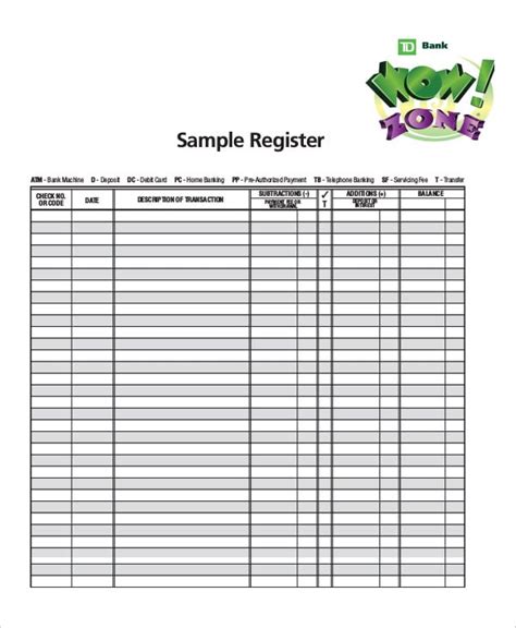 Sample Check Register Template 10+ Free Sample, Example, Format