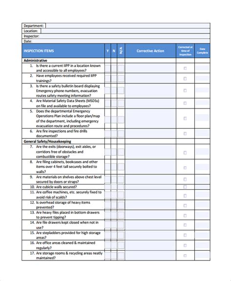 Sample Checklist Free Word Templates