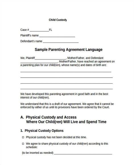 Sample Child Custody Forms