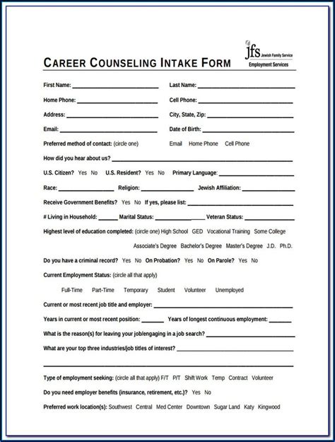 Sample Client Intake Form Counseling Form Resume Examples gzOezMBkWq
