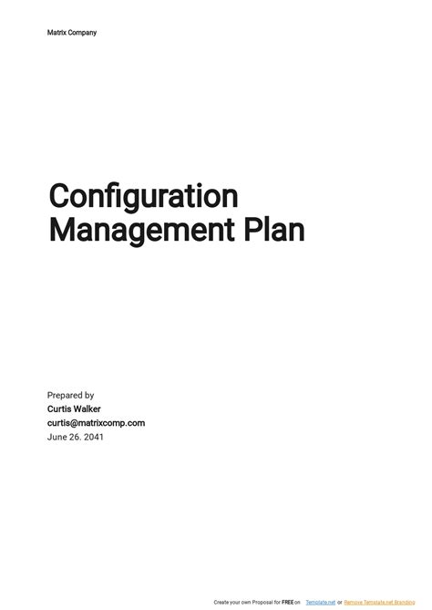 Sample Configuration Management Plan Template 9+ Free Documents in PDF