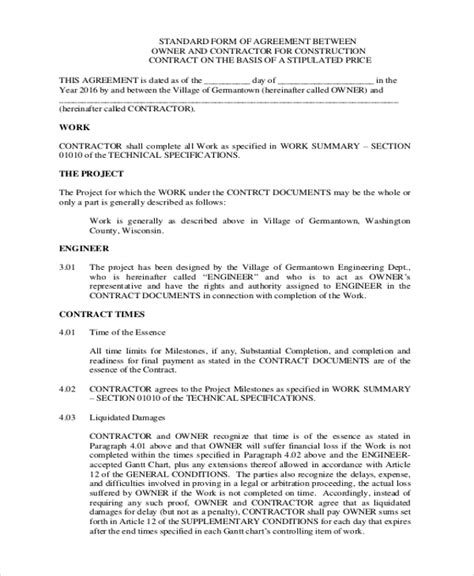Sample Contract Between Homeowner And Contractor Sample Site v